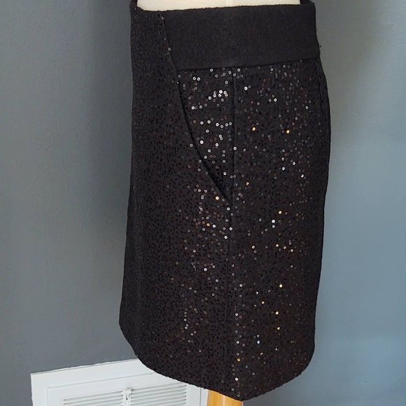 Rayon/wool blend sequined skirt with pockets - Picture 6 of 14